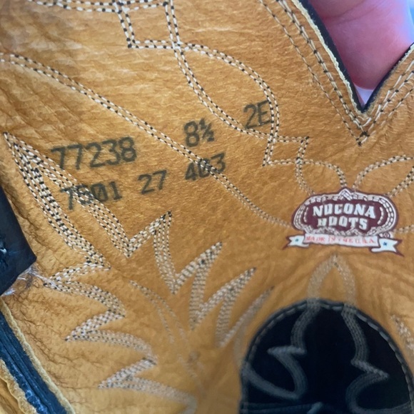 Nocona boots black genuine leather Men Cowboy Western 8.5 EE style number 7501 - Picture 5 of 14